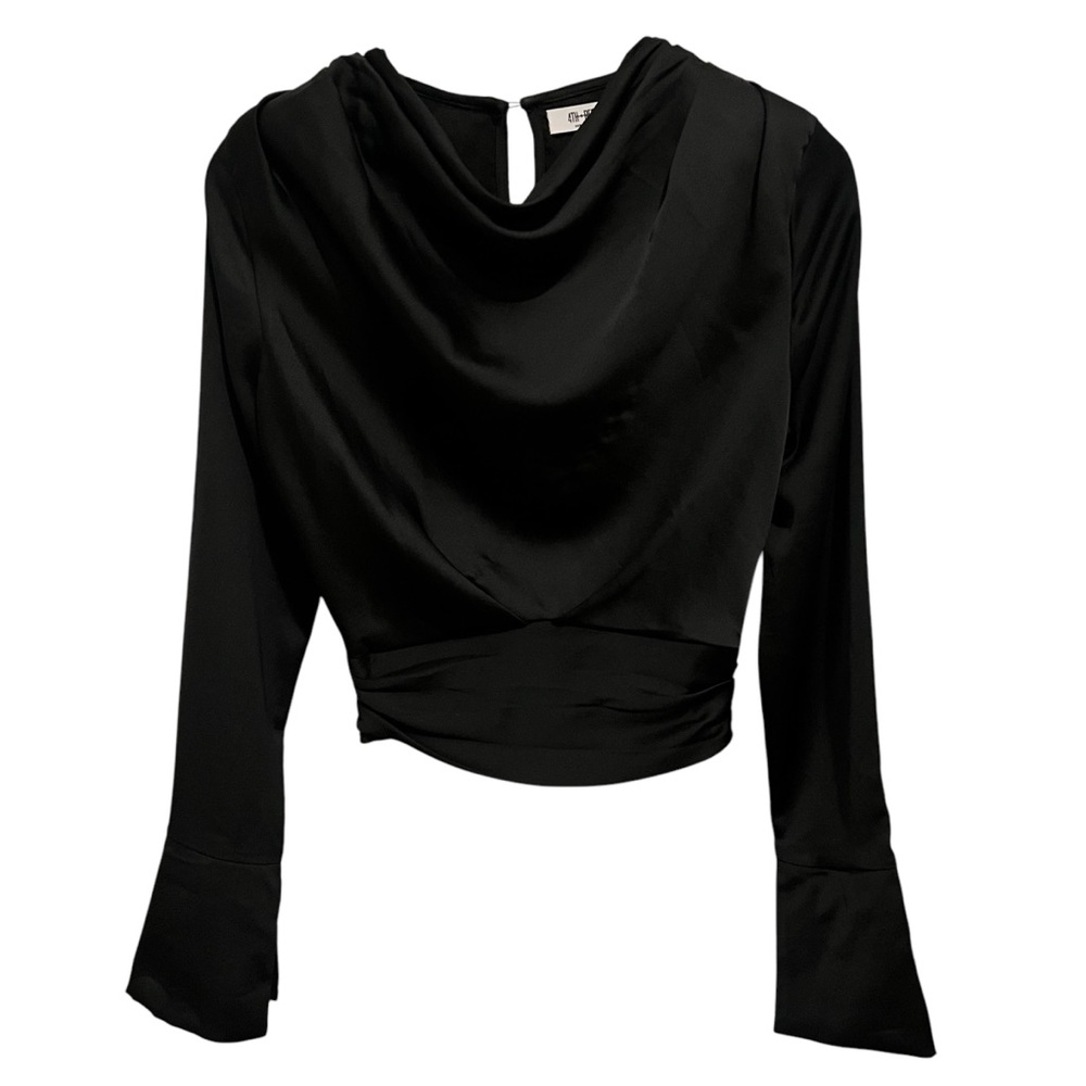 4th & Reckless Black Satin Zip Up + Key Hole Blouse Size 2